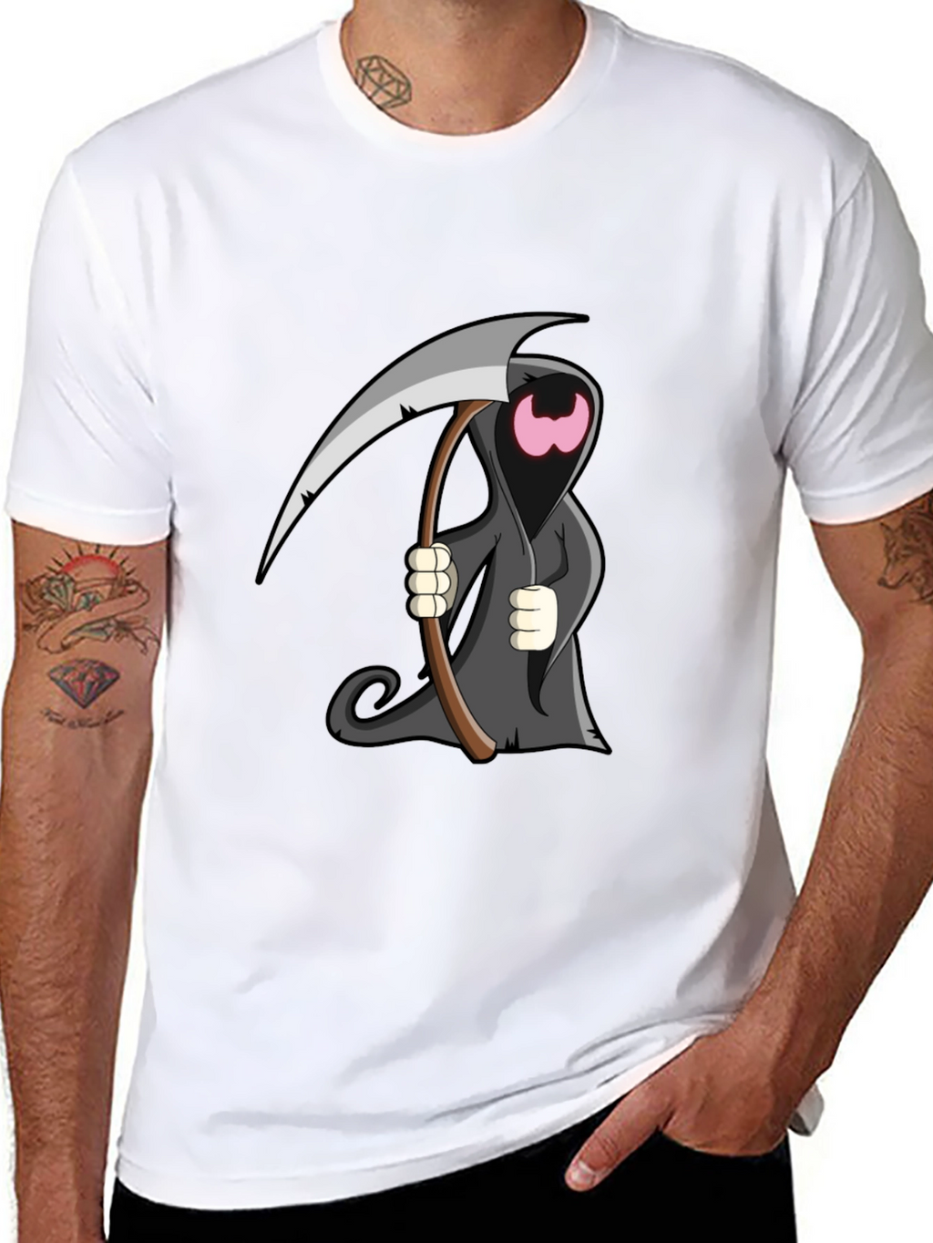 Cartoon Grim Reaper Graphic T-Shirt