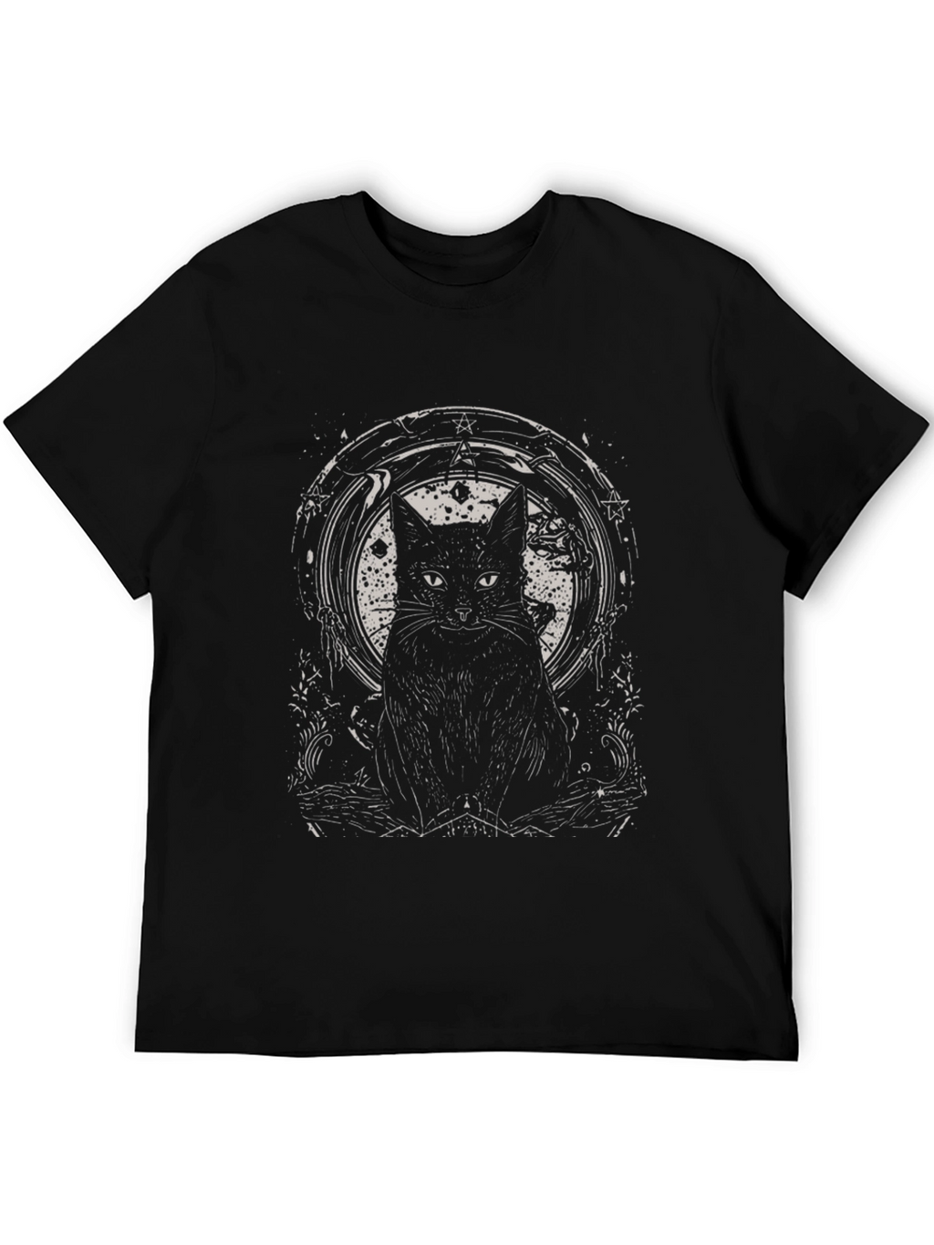 Black Cat Graphic Tee - Gothic Style