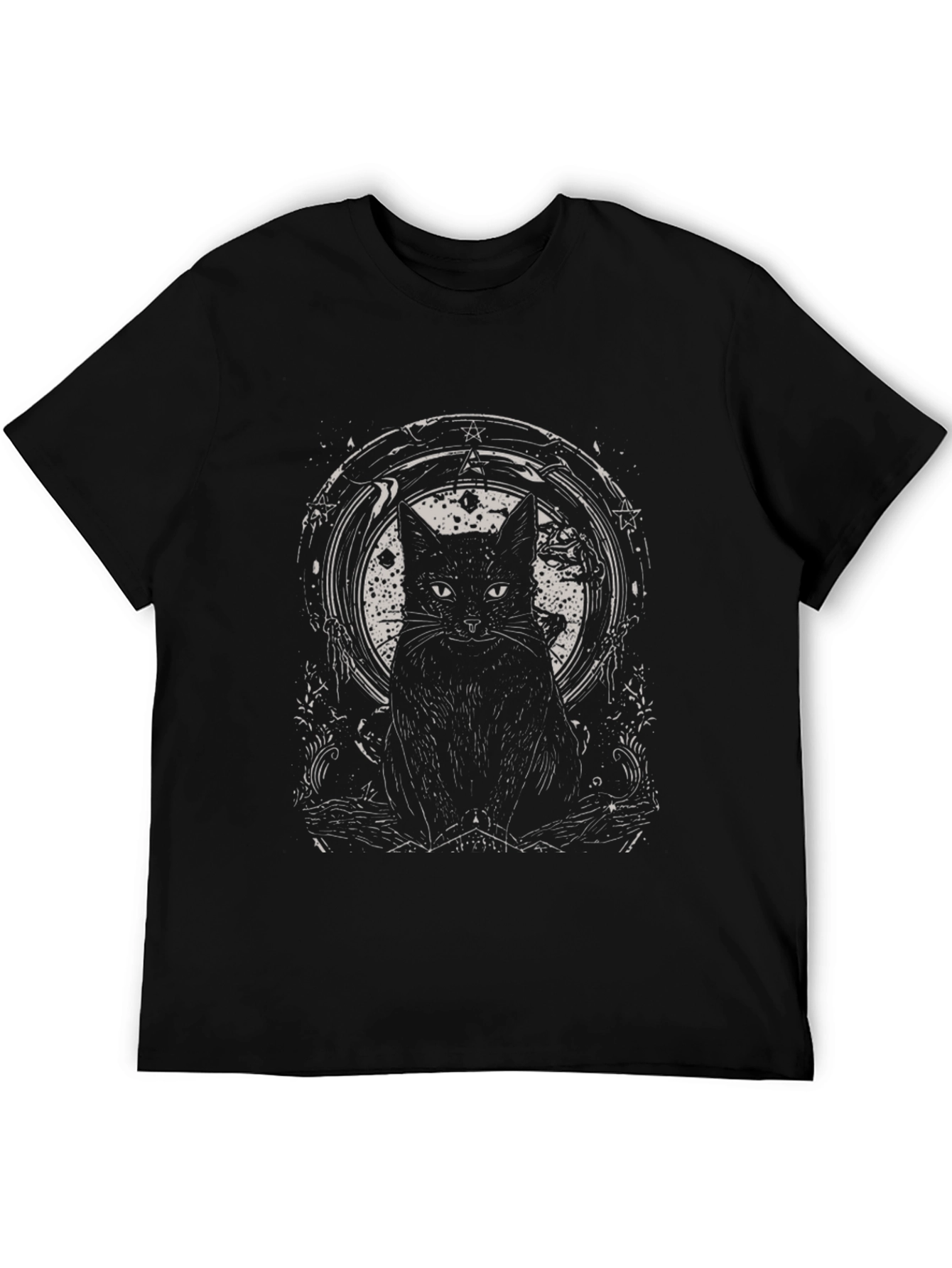 Black Cat Graphic Tee - Gothic Style