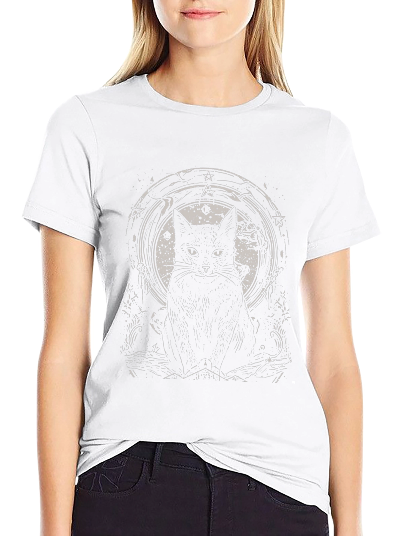 Black Cat Graphic Tee - Gothic Style