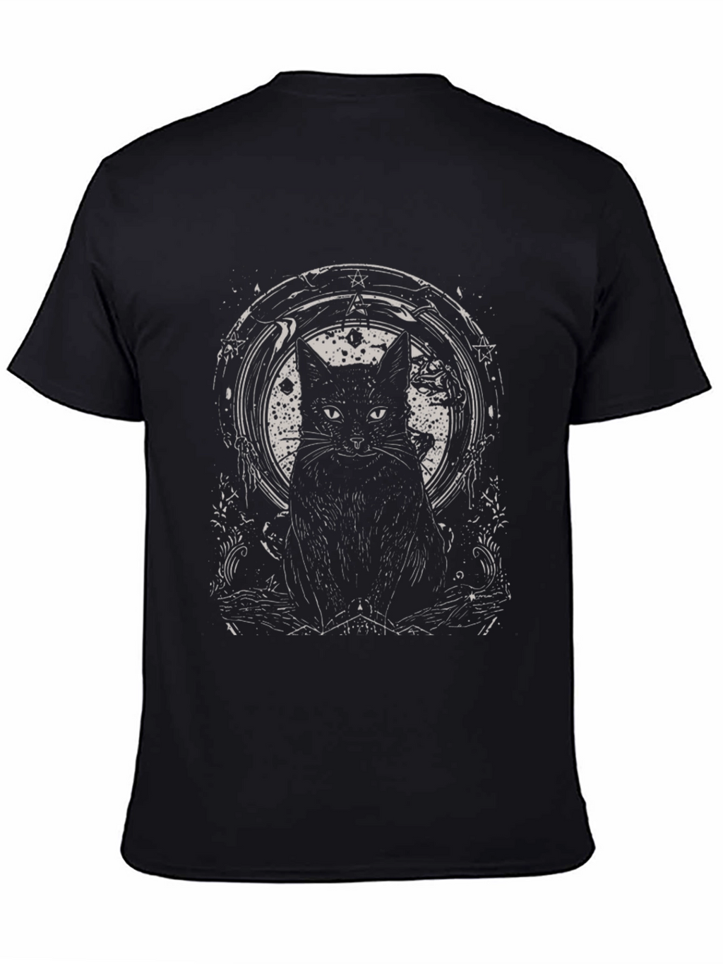 Black Cat Graphic Tee - Gothic Style