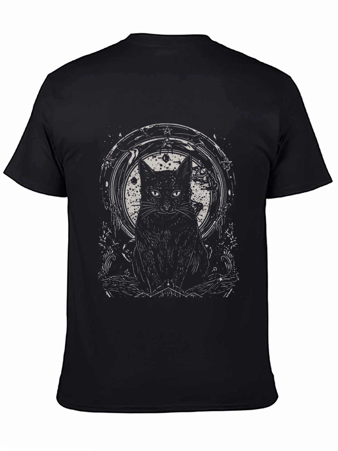 Black Cat Graphic Tee - Gothic Style