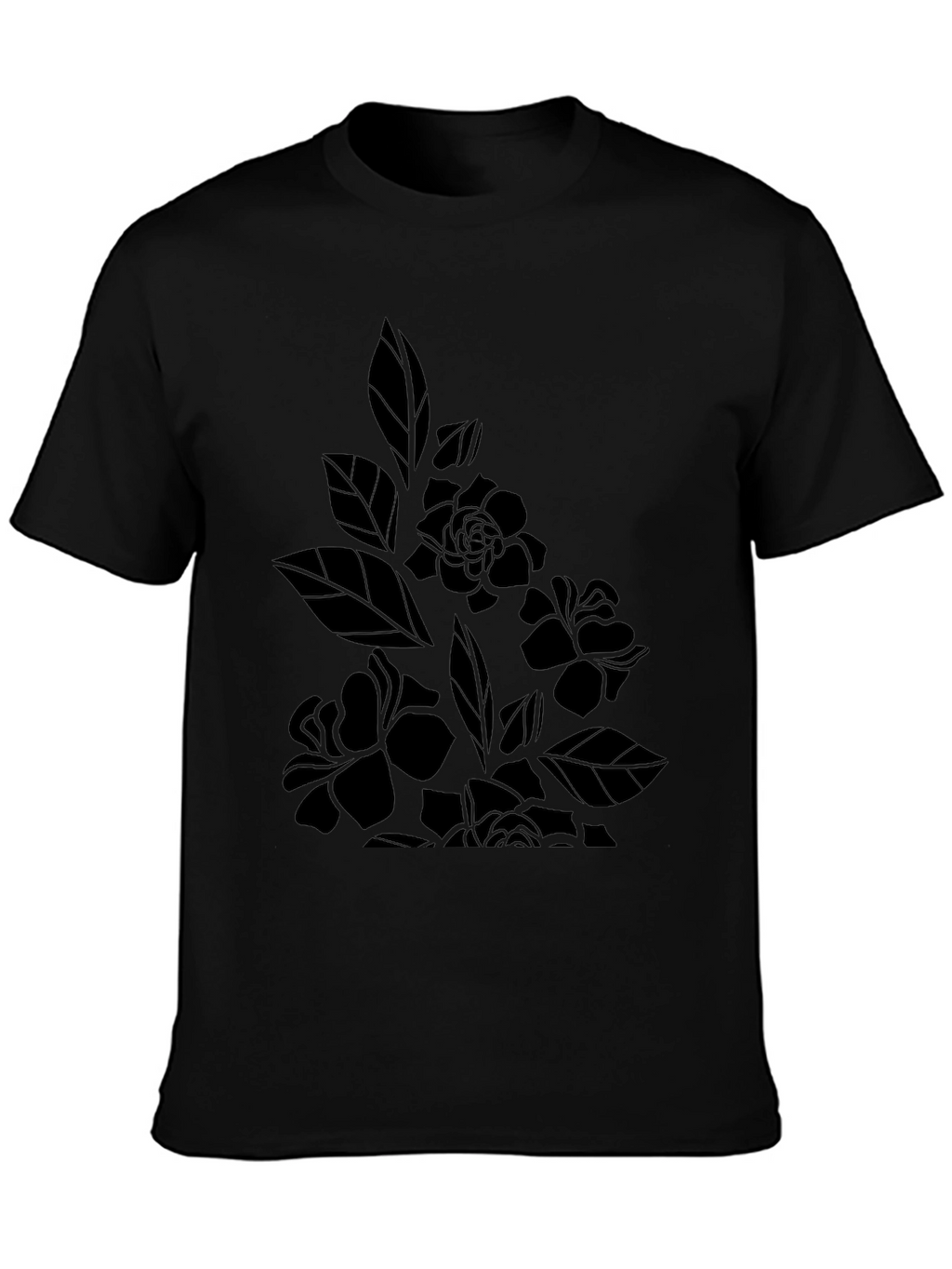 Floral Print Black T-Shirt - Stylish Casual Wear
