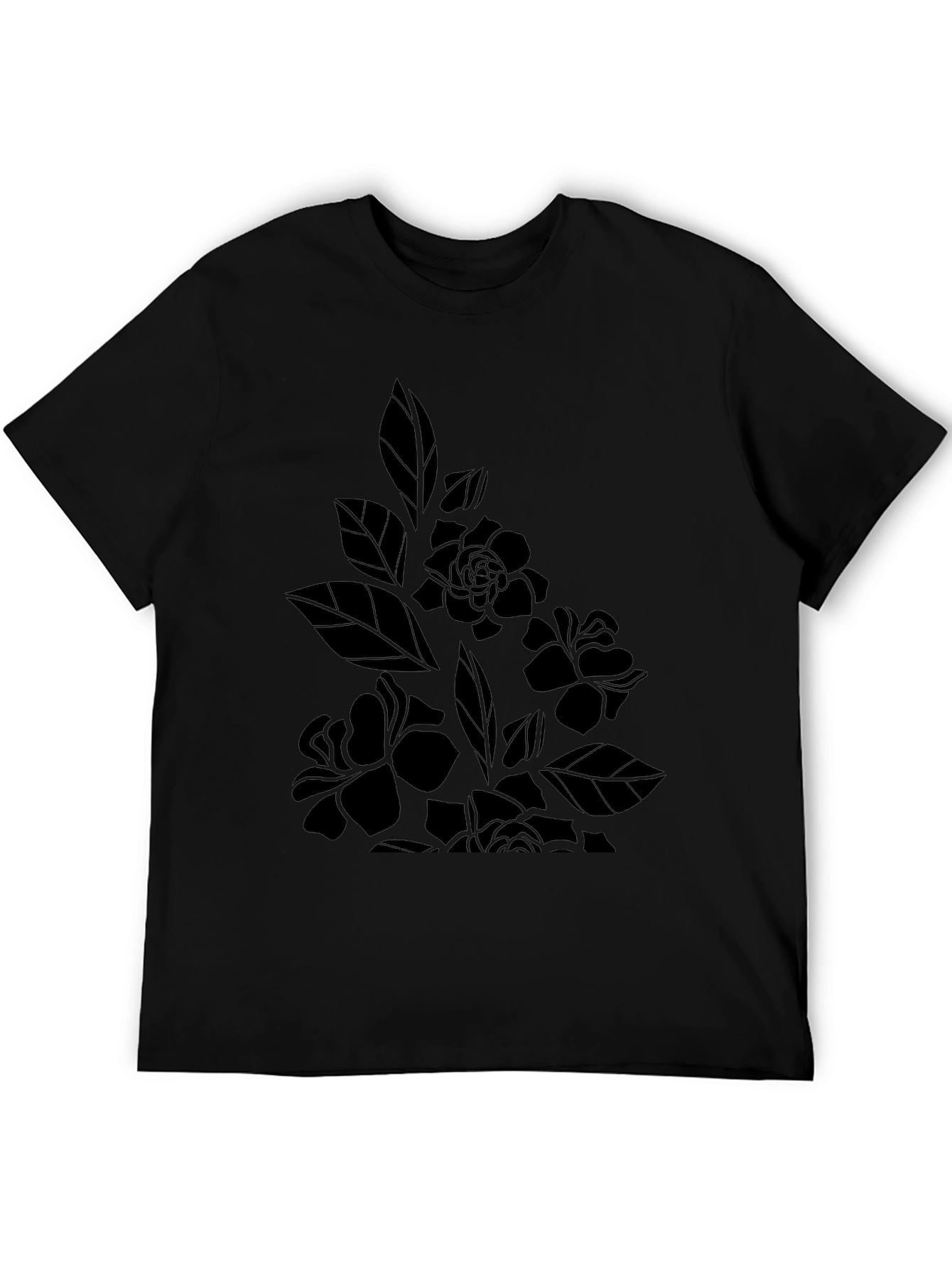 Floral Print Black T-Shirt - Stylish Casual Wear