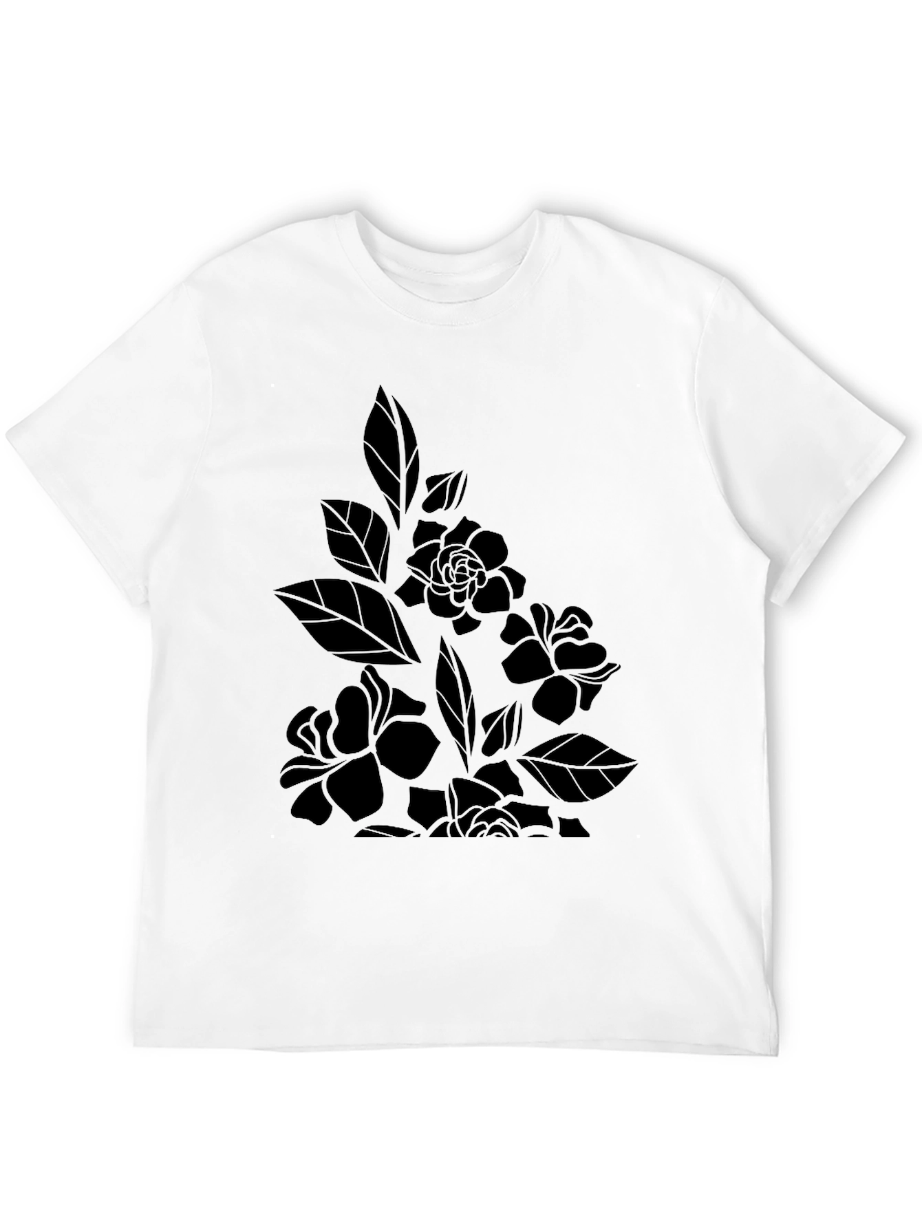 Floral Print Black T-Shirt - Stylish Casual Wear
