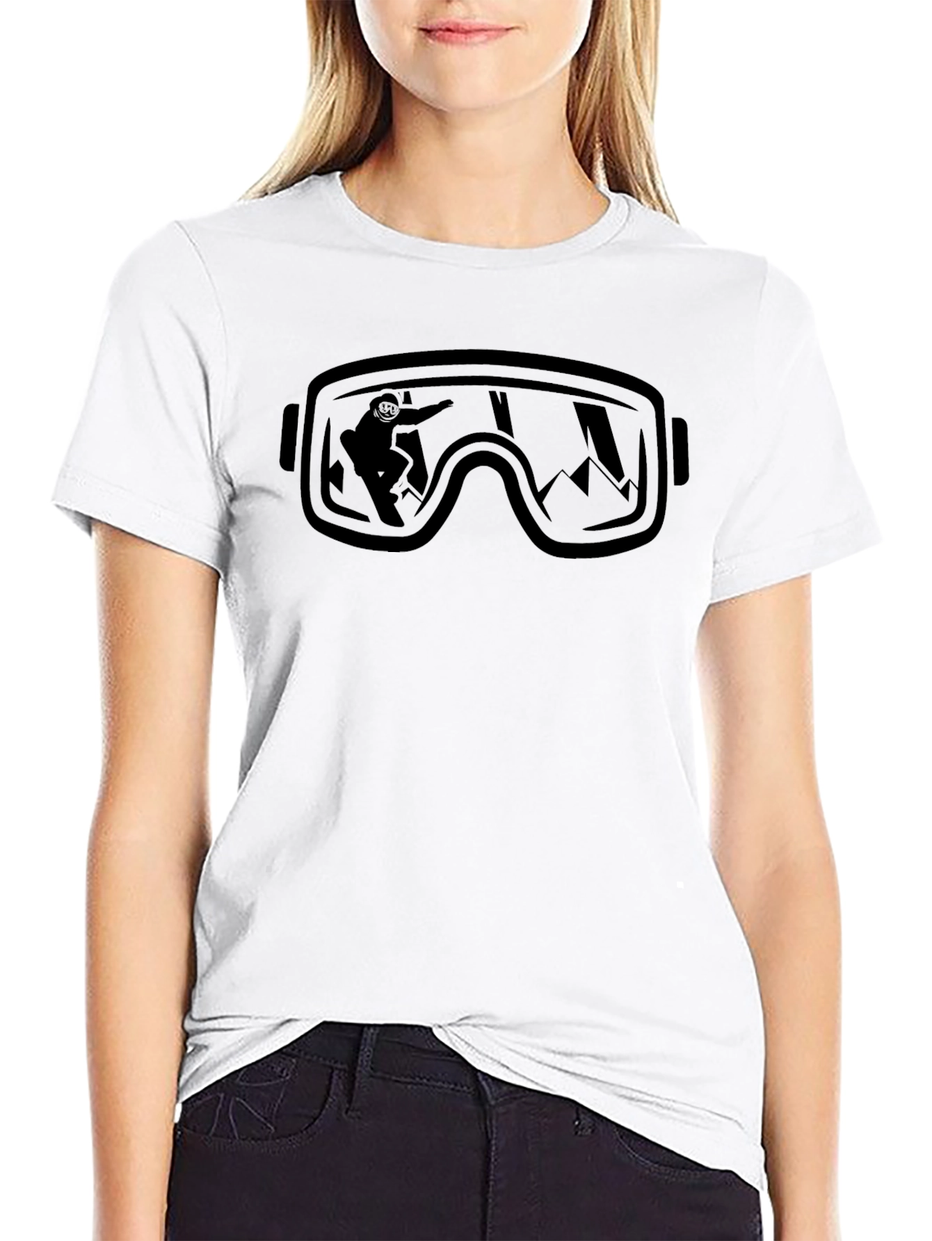 Snow Goggles T-Shirt - Black Cotton Tee