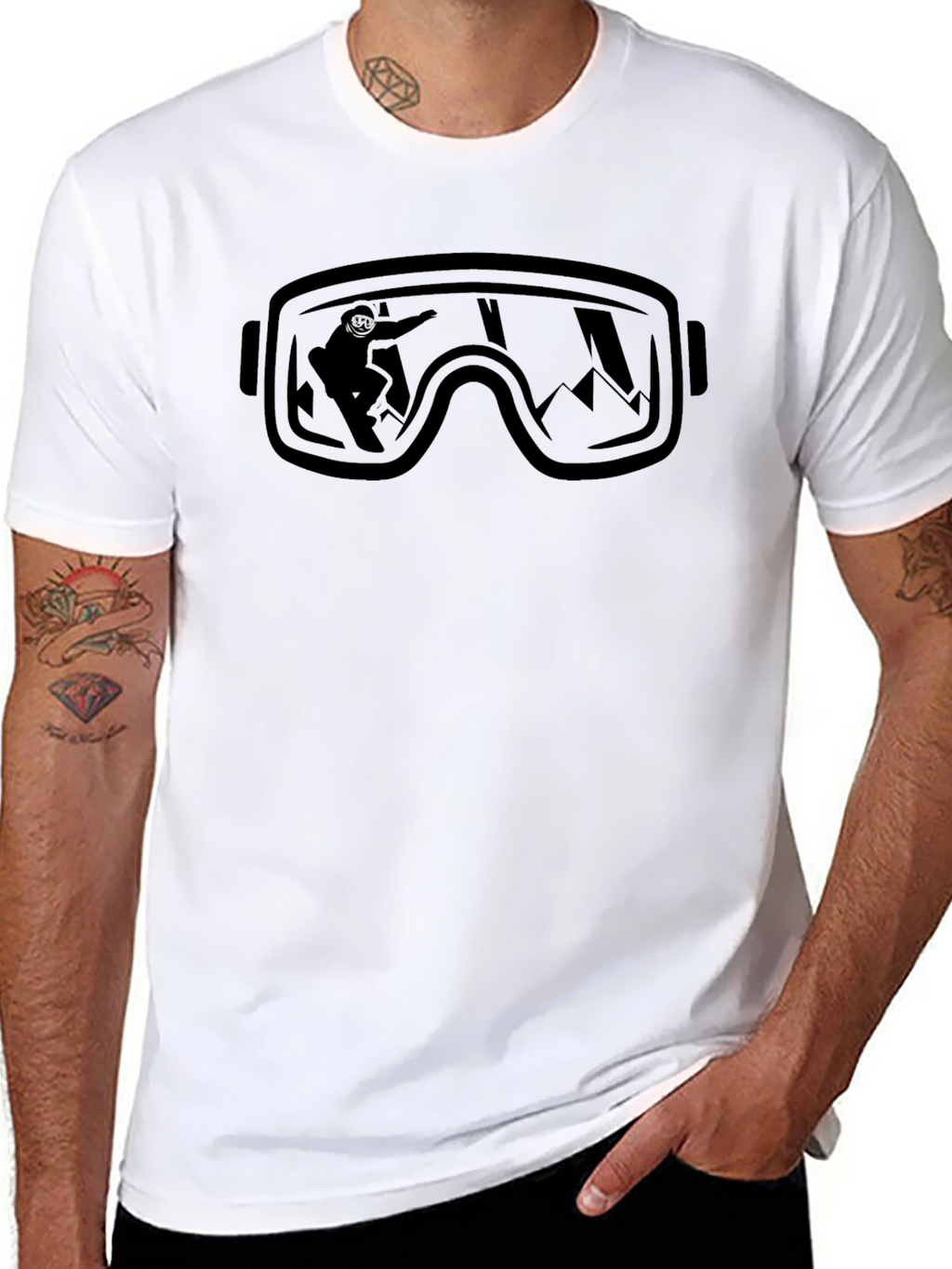 Snow Goggles T-Shirt - Black Cotton Tee