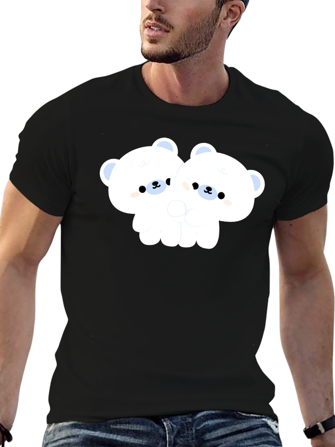 Cute Bear Hug Black T-Shirt