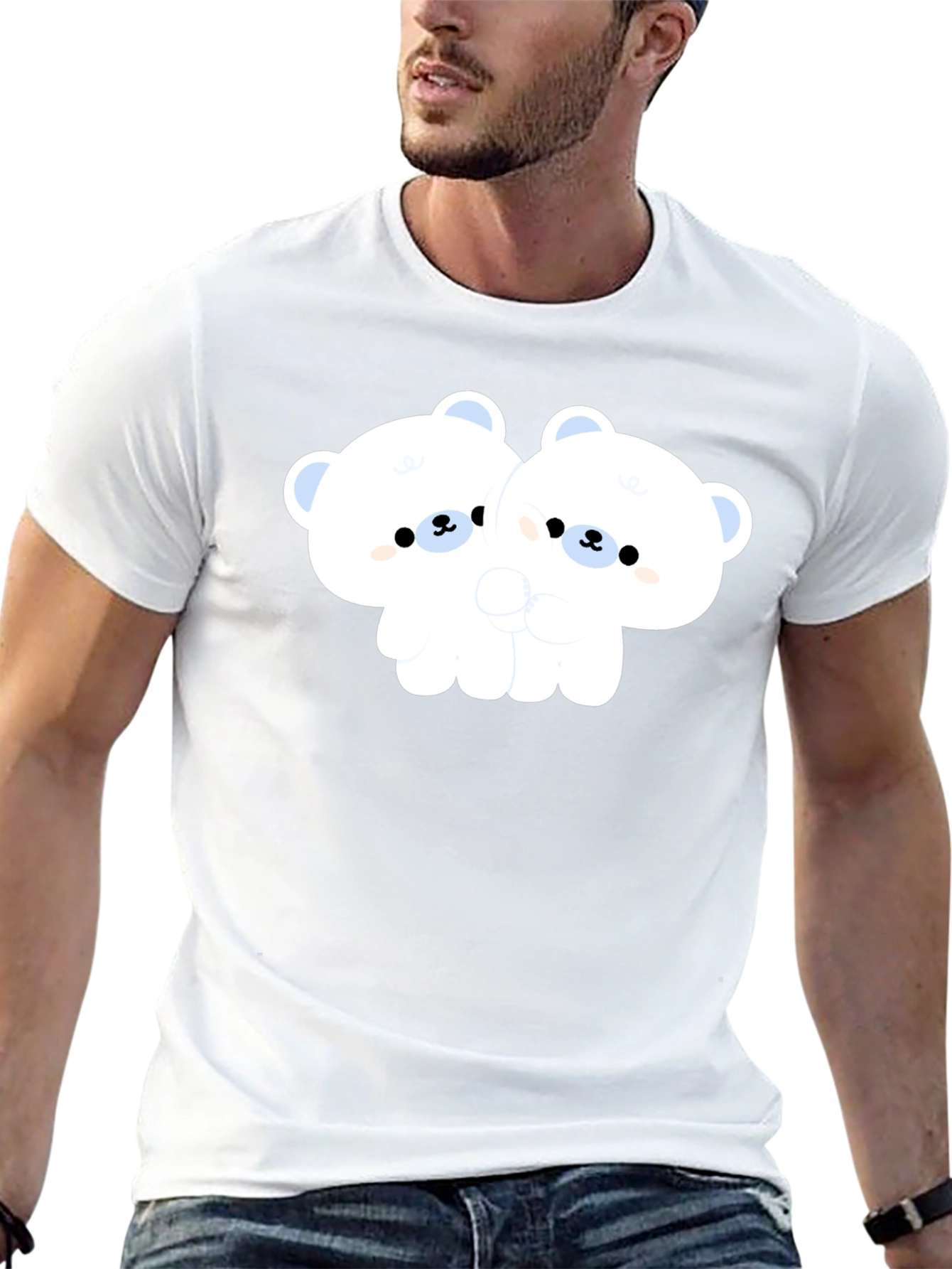 Cute Bear Hug Black T-Shirt