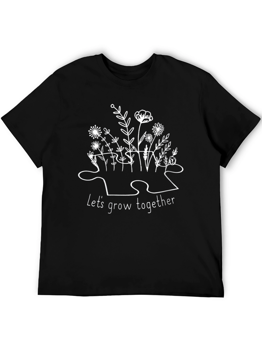 Lets Grow Together Puzzle Piece Graphic Tee