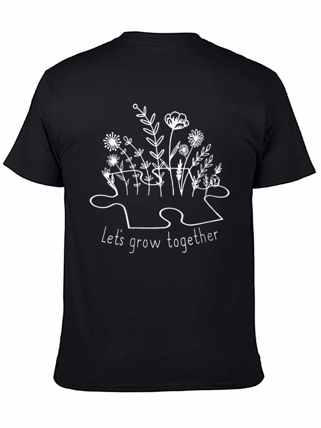 Lets Grow Together Puzzle Piece Graphic Tee
