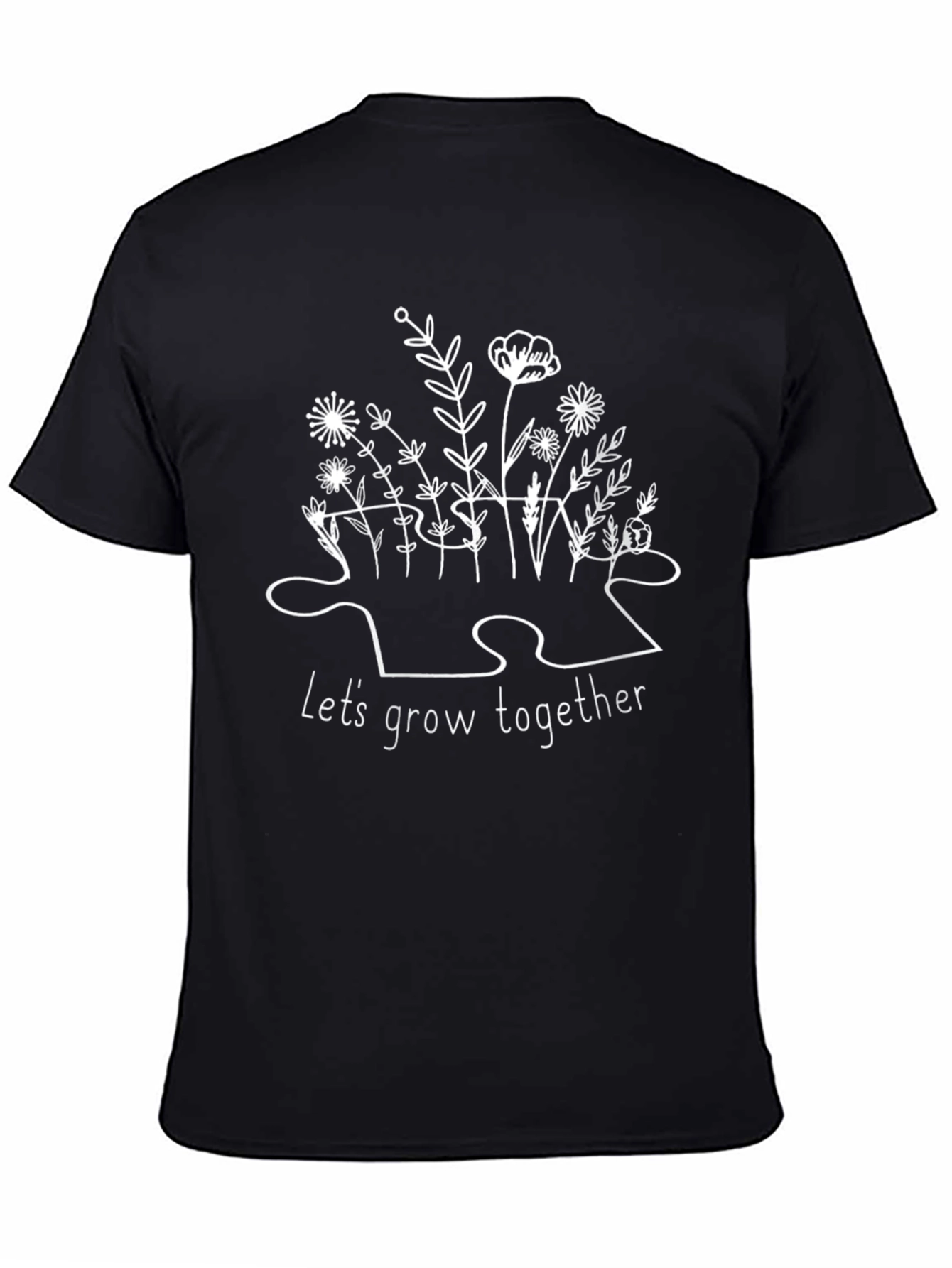 Lets Grow Together Puzzle Piece Graphic Tee