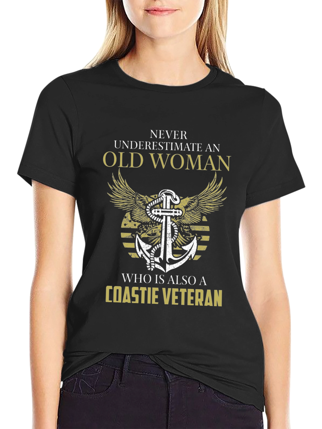Coastie Veteran Old Woman Graphic T-Shirt