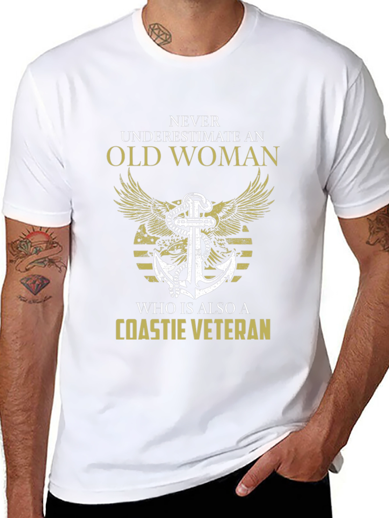 Coastie Veteran Old Woman Graphic T-Shirt