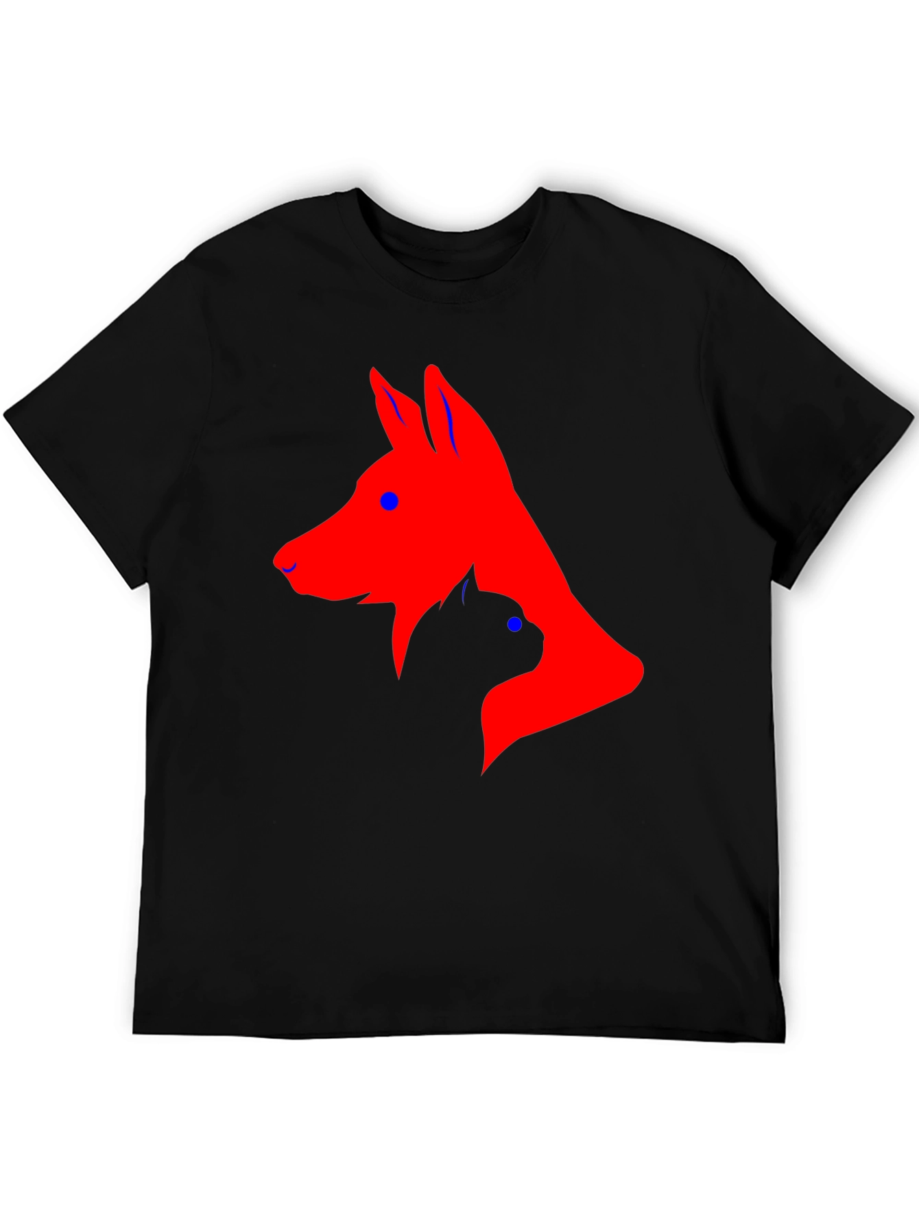 Dog and Cat Silhouette Black T-Shirt