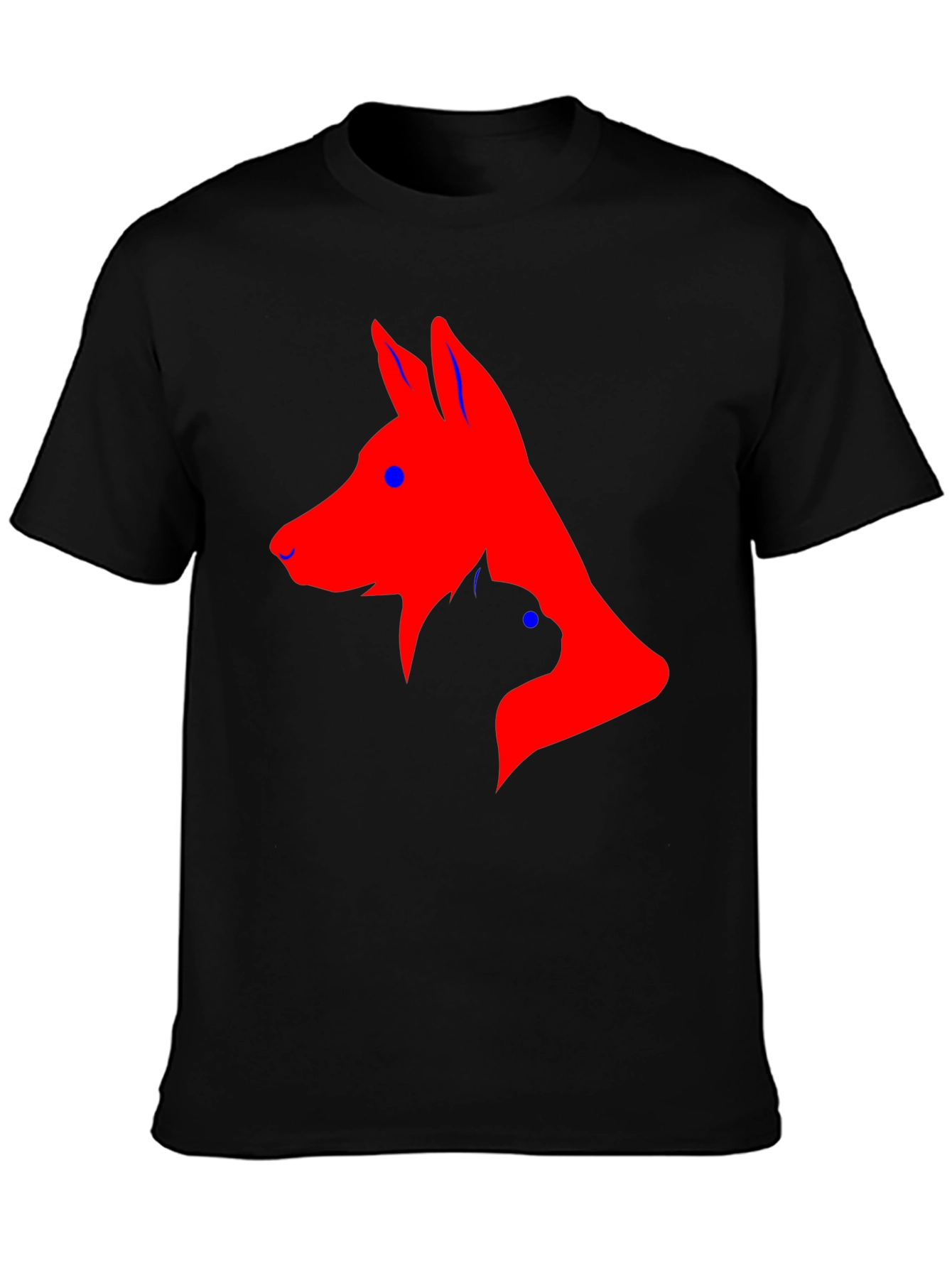 Dog and Cat Silhouette Black T-Shirt