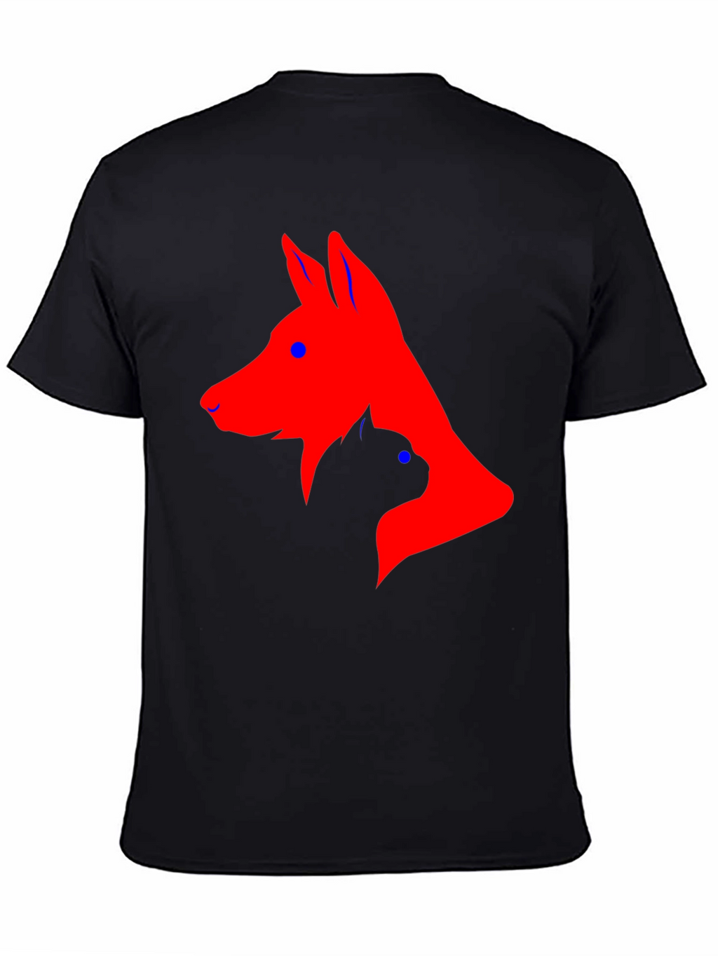 Dog and Cat Silhouette Black T-Shirt