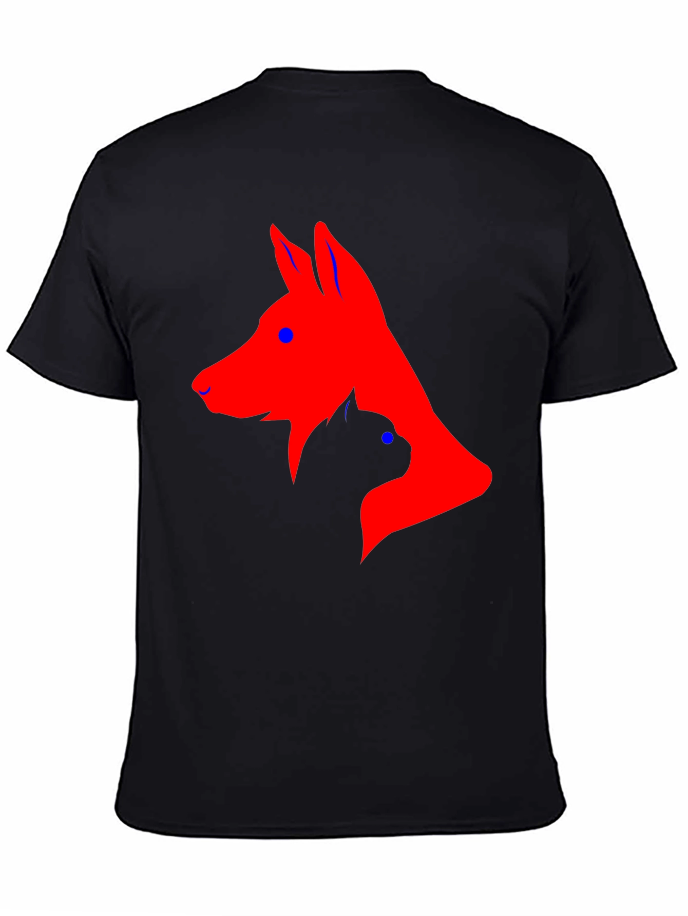 Dog and Cat Silhouette Black T-Shirt