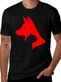 Dog and Cat Silhouette Black T-Shirt
