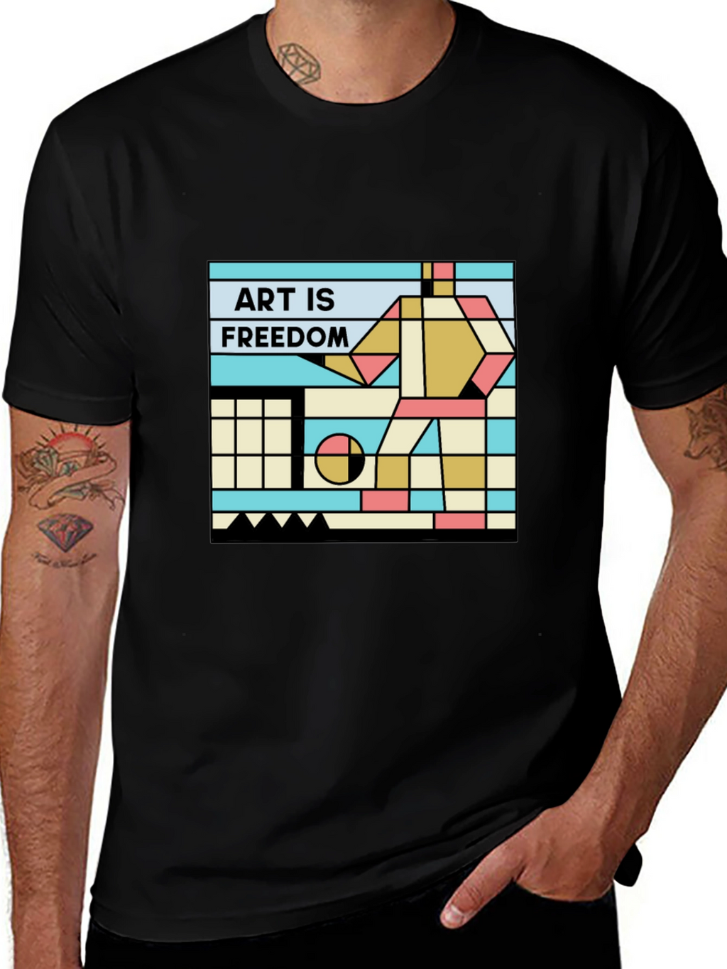 Art is Freedom T-Shirt - Geometric Design