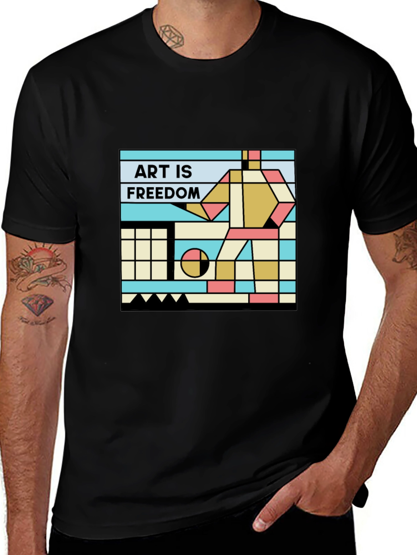 Art is Freedom T-Shirt - Geometric Design
