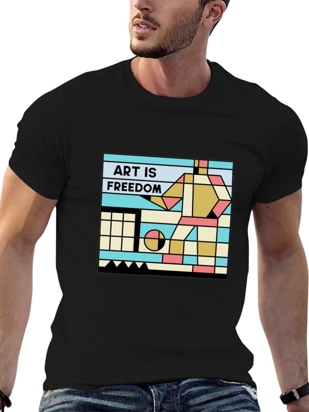Art is Freedom T-Shirt - Geometric Design