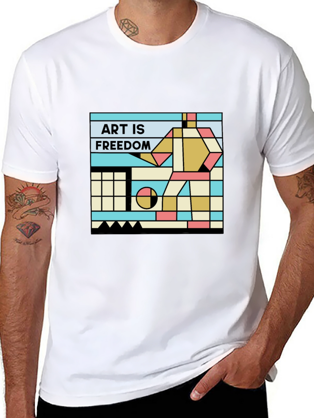 Art is Freedom T-Shirt - Geometric Design