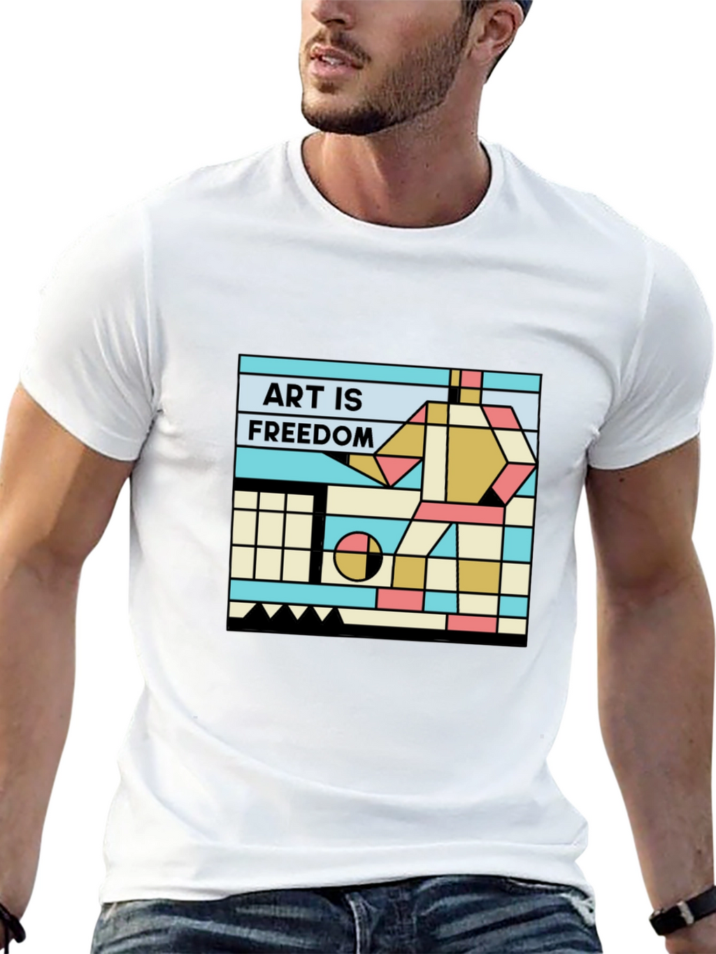 Art is Freedom T-Shirt - Geometric Design