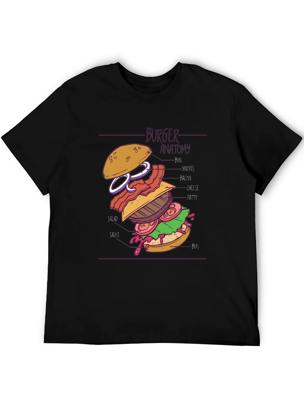 Burger Anatomy Graphic T-Shirt - Unisex