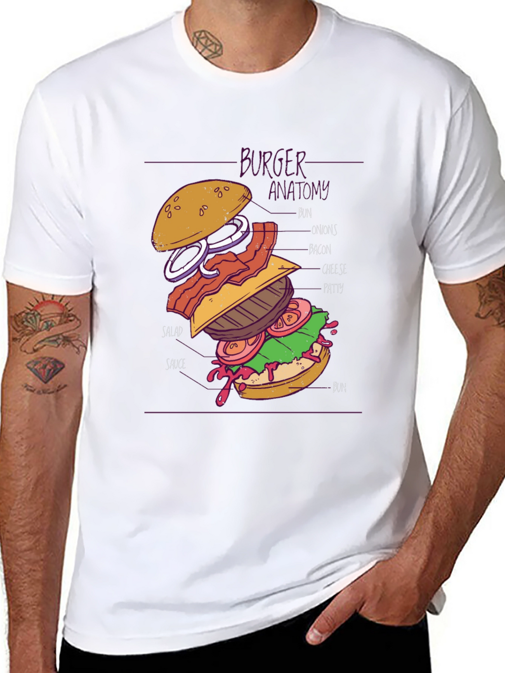 Burger Anatomy Graphic T-Shirt - Unisex