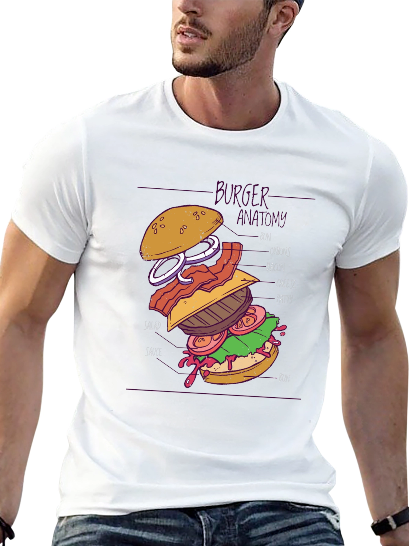 Burger Anatomy Graphic T-Shirt - Unisex