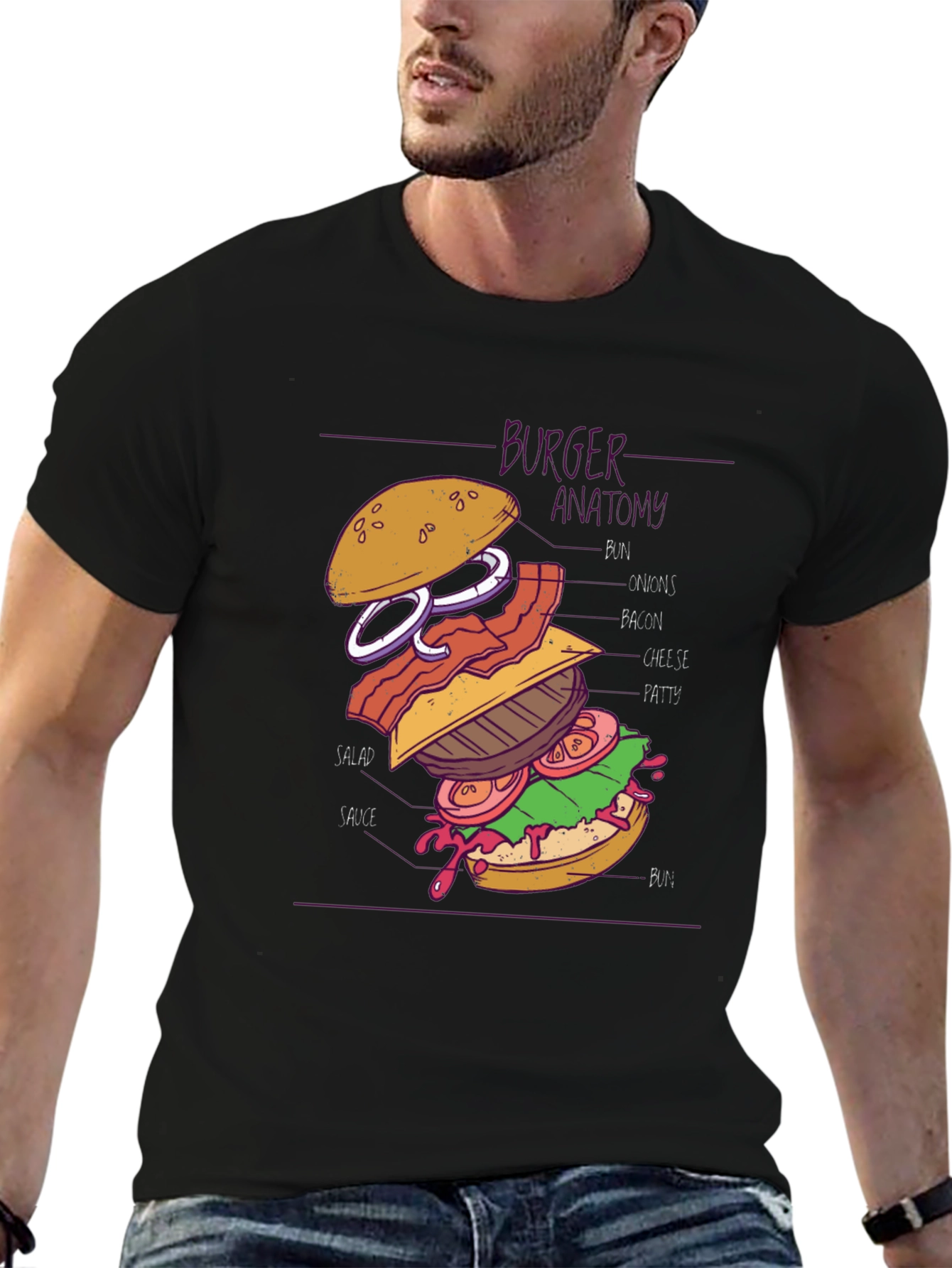 Burger Anatomy Graphic T-Shirt - Unisex