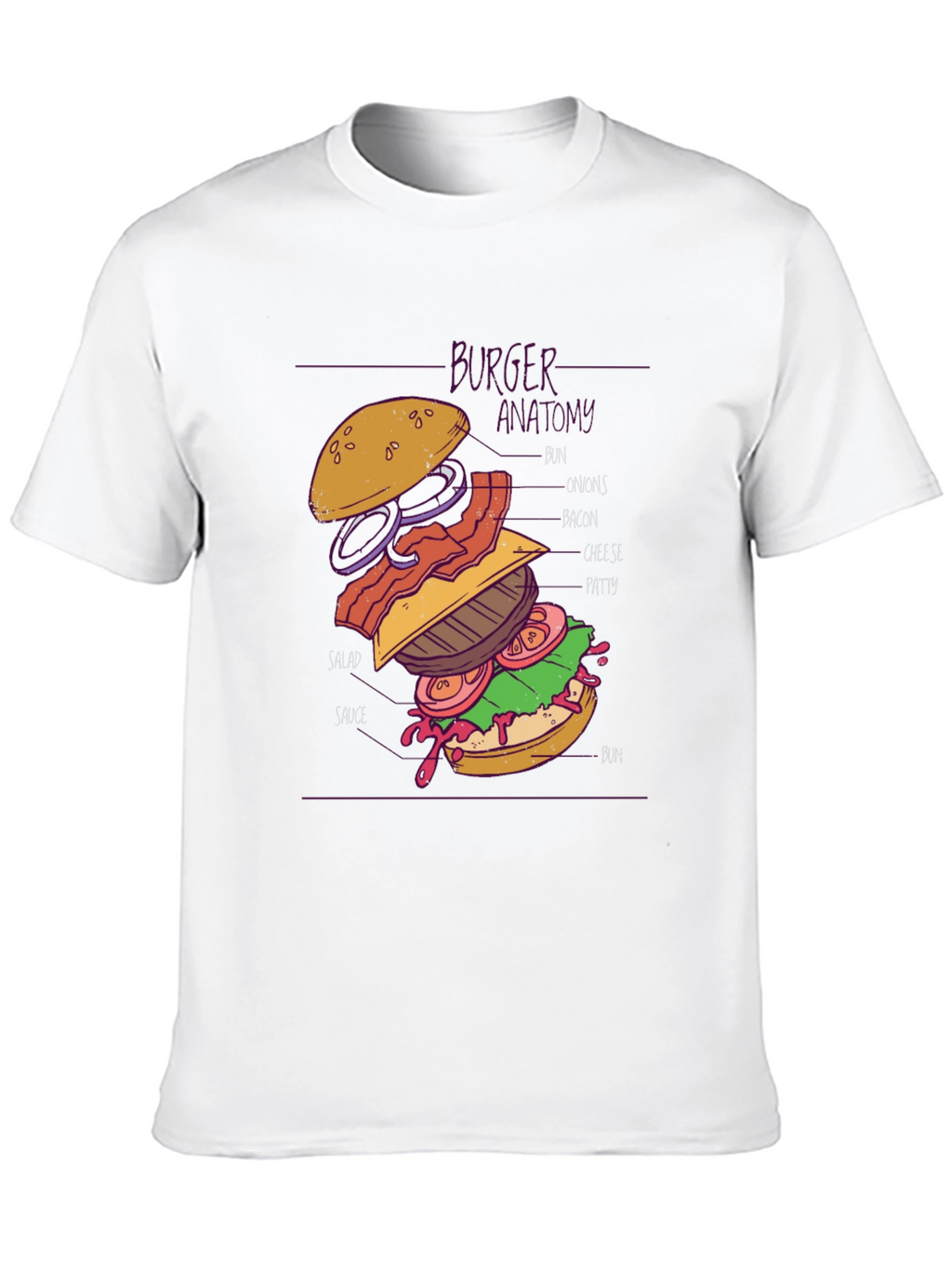 Burger Anatomy Graphic T-Shirt - Unisex