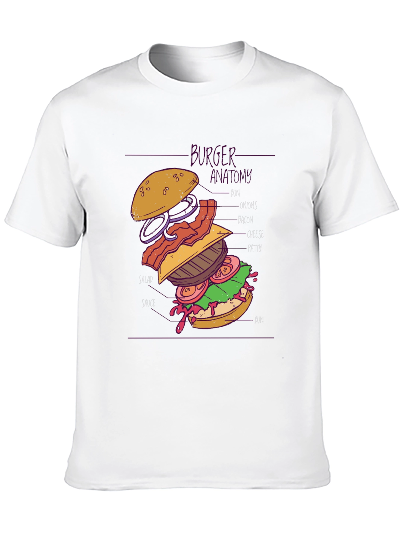 Burger Anatomy Graphic T-Shirt - Unisex