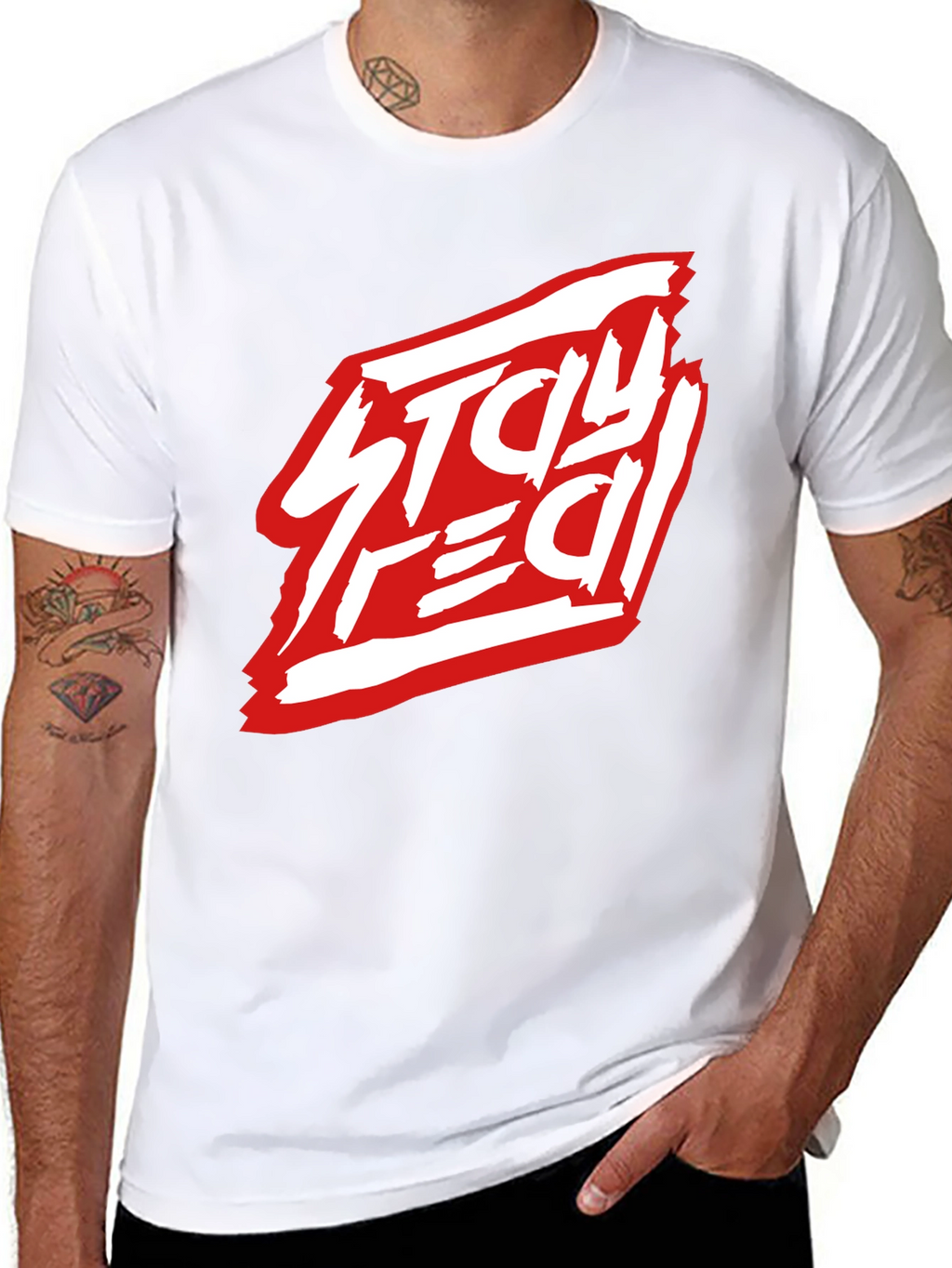 Stay Real Black Graphic Tee - Modern Streetwear Style