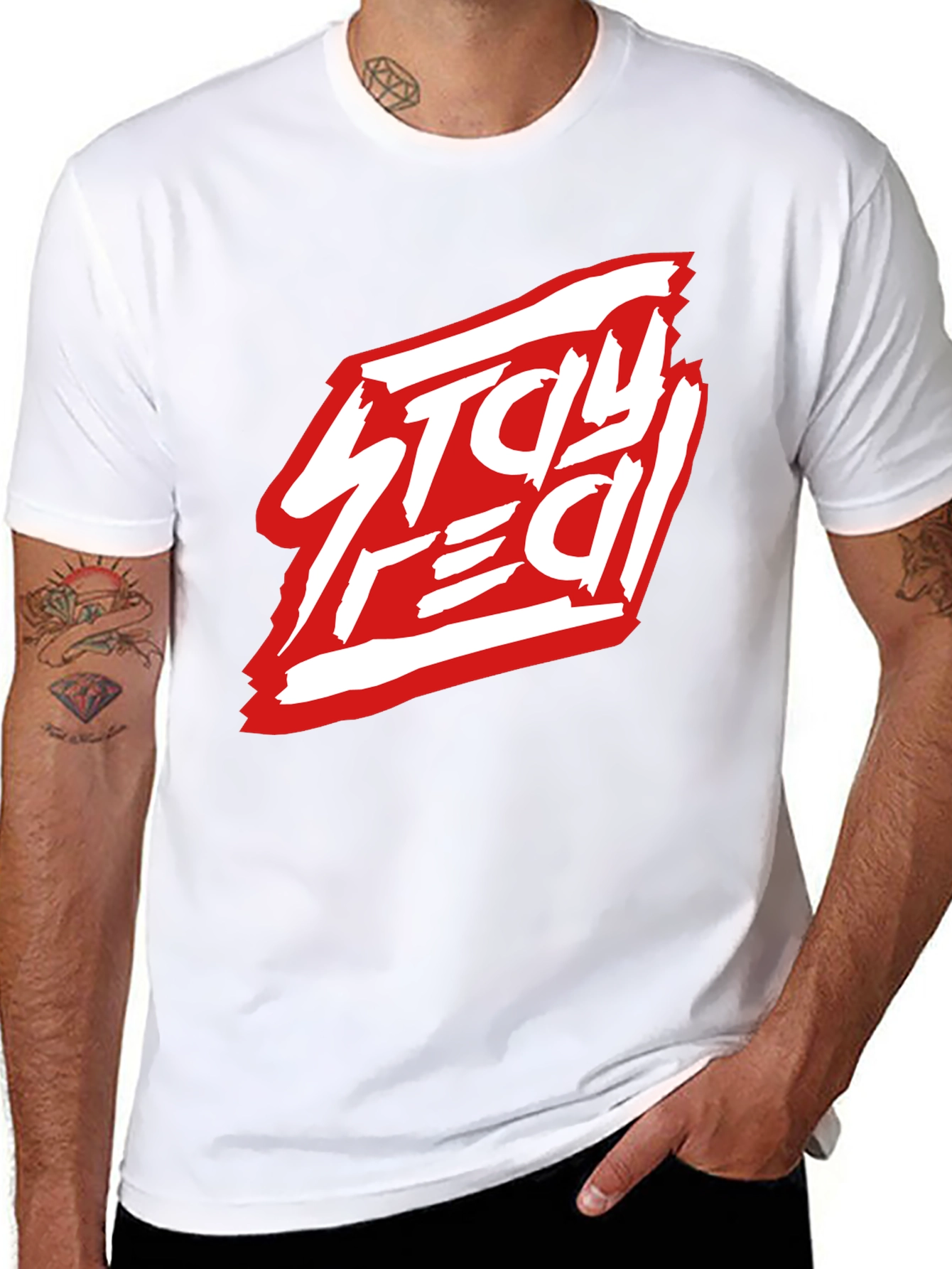Stay Real Black Graphic Tee - Modern Streetwear Style