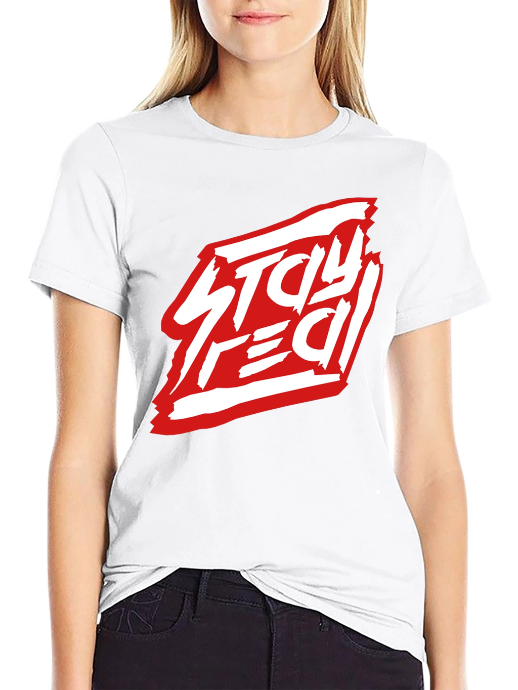 Stay Real Black Graphic Tee - Modern Streetwear Style