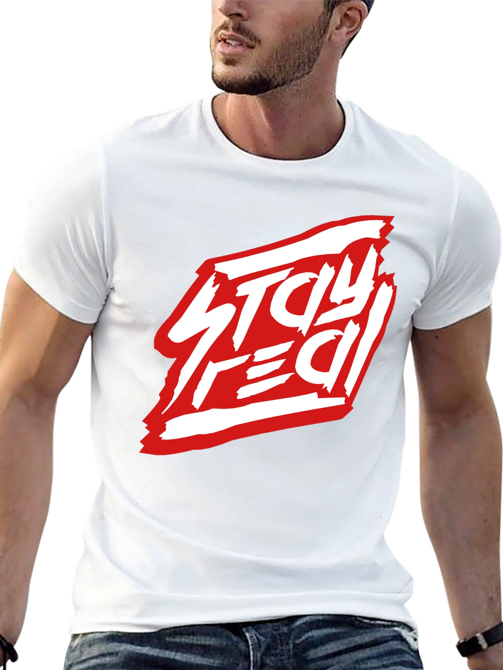 Stay Real Black Graphic Tee - Modern Streetwear Style