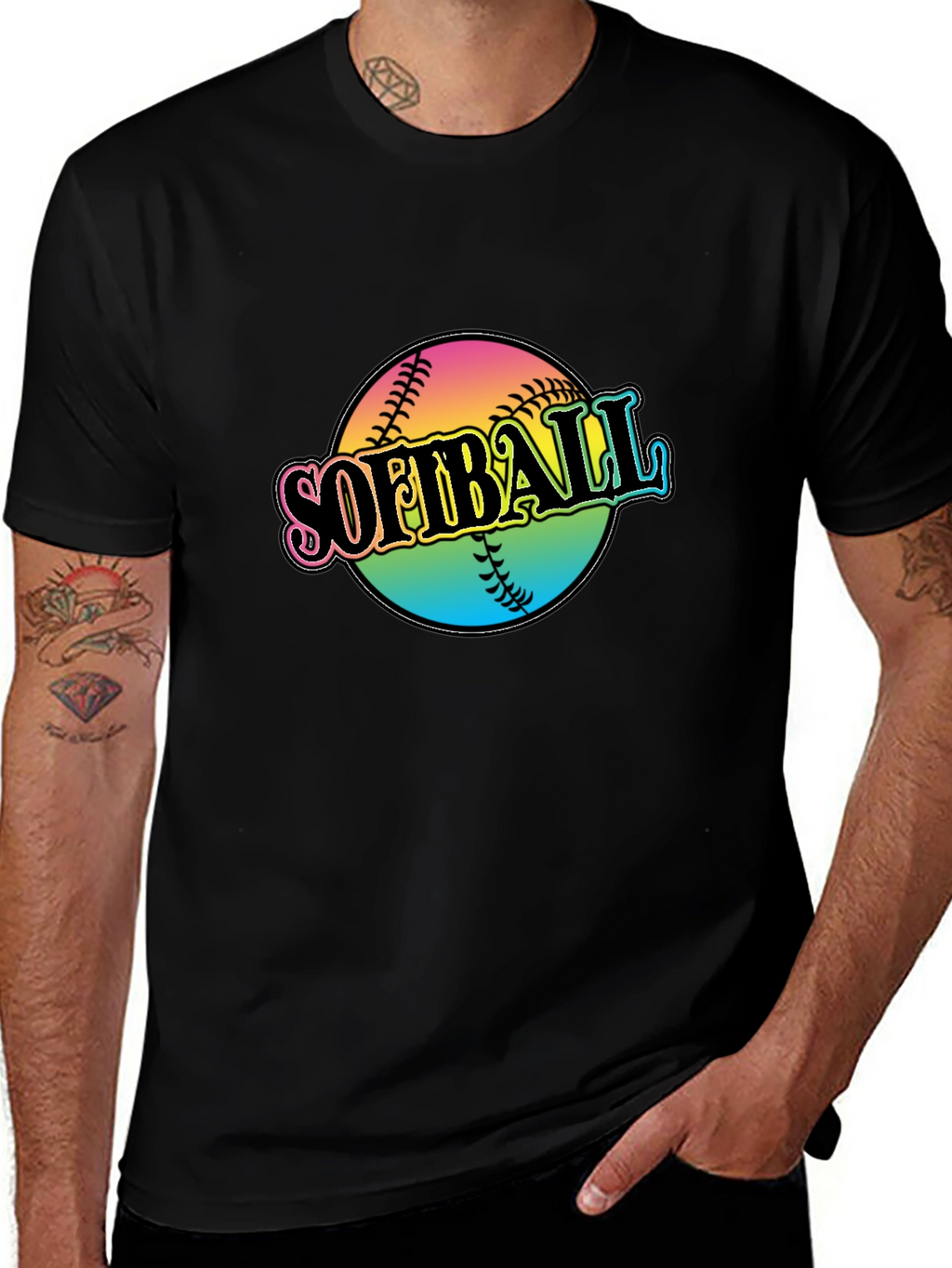 Softball Graphic Black T-Shirt