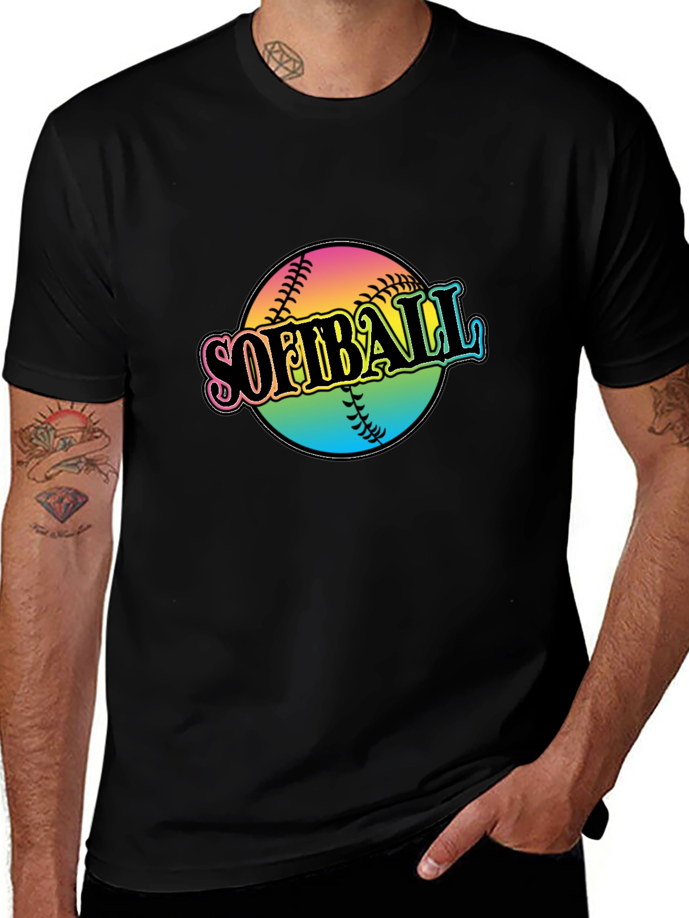 Softball Graphic Black T-Shirt