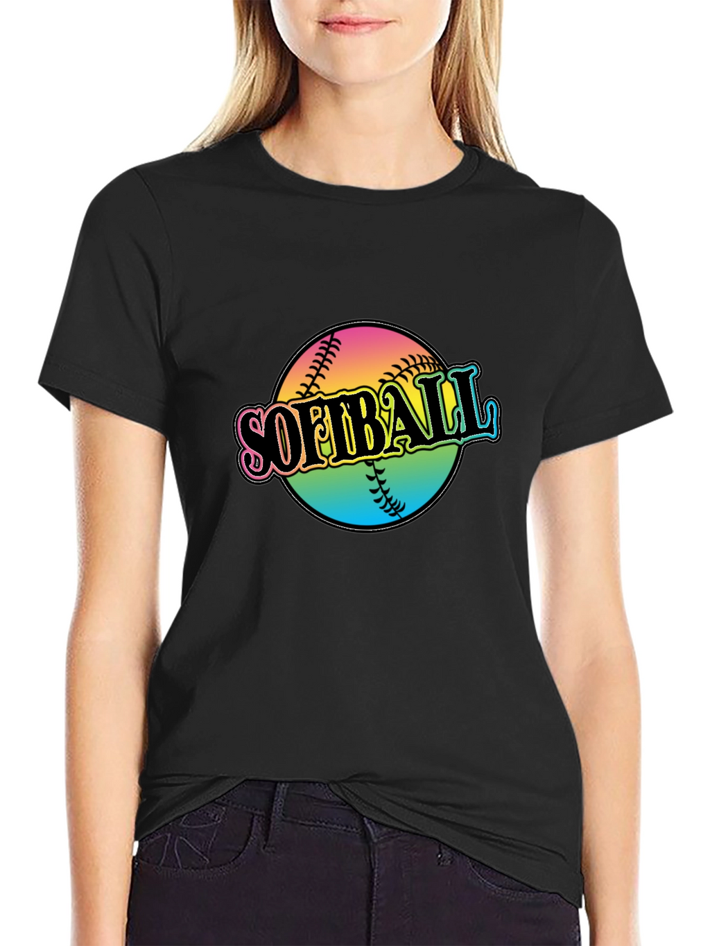 Softball Graphic Black T-Shirt