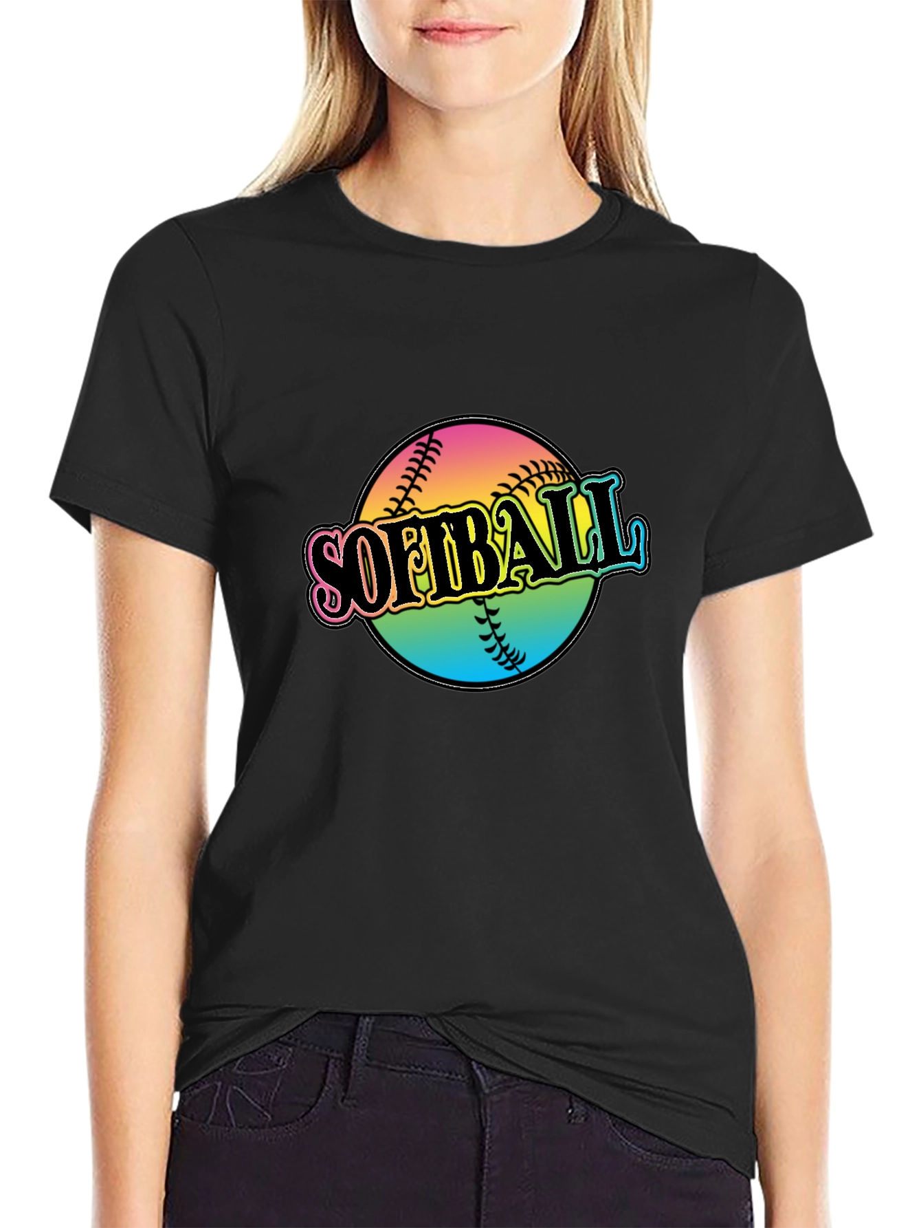 Softball Graphic Black T-Shirt