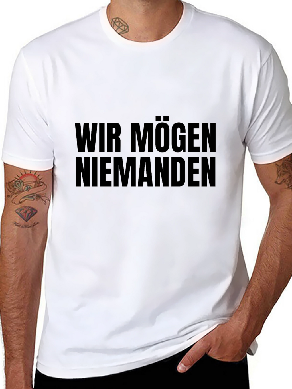 Wir Mögen Niemanden Black Graphic Tee - Unisex