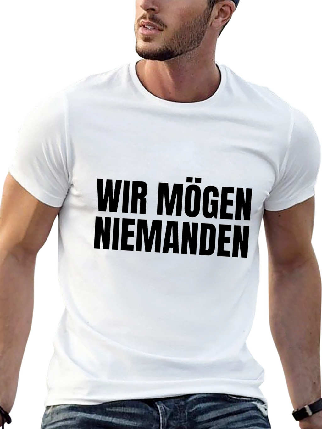 Wir Mögen Niemanden Black Graphic Tee - Unisex