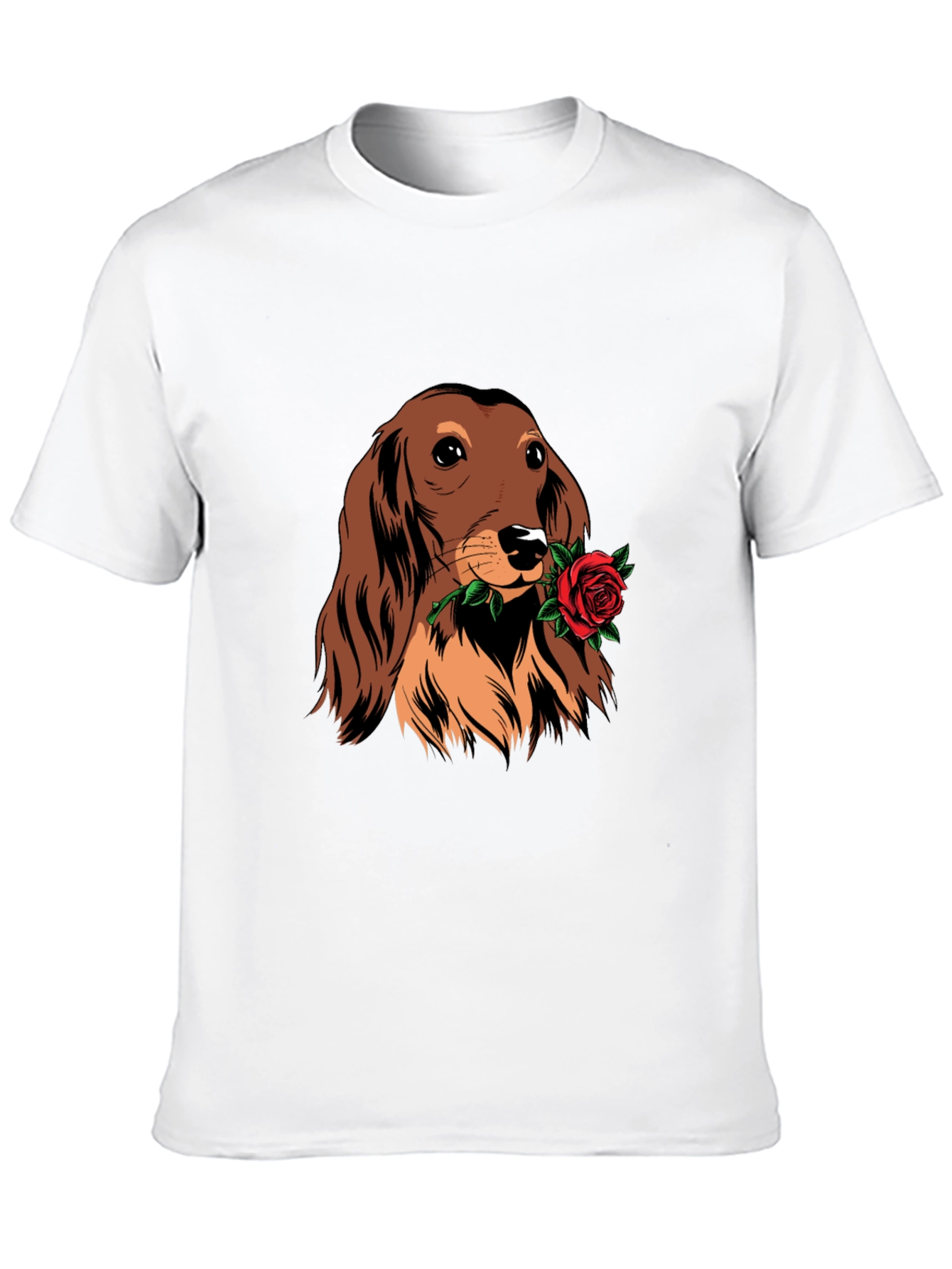 Dachshund Rose Graphic Tee - Black
