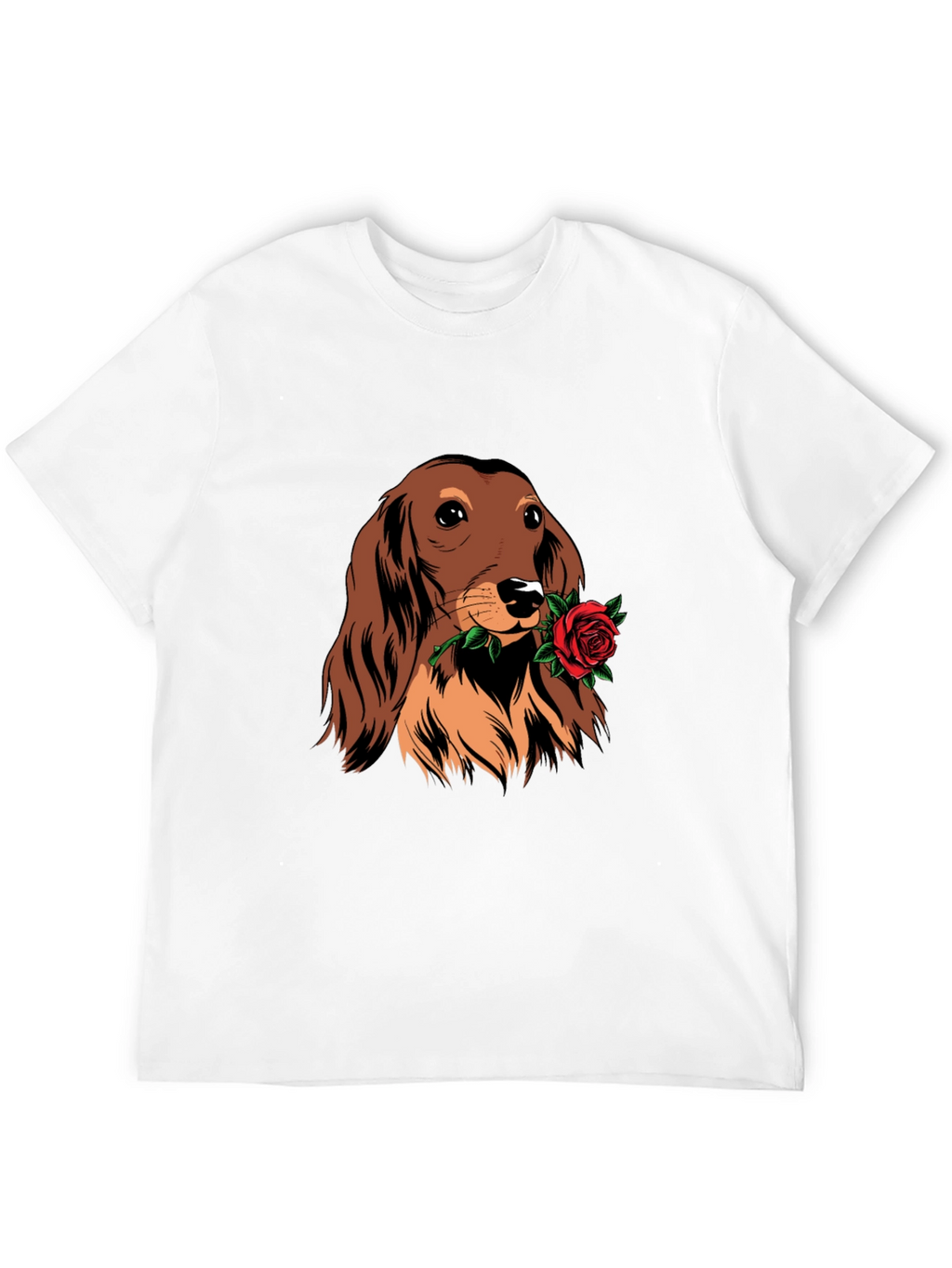 Dachshund Rose Graphic Tee - Black