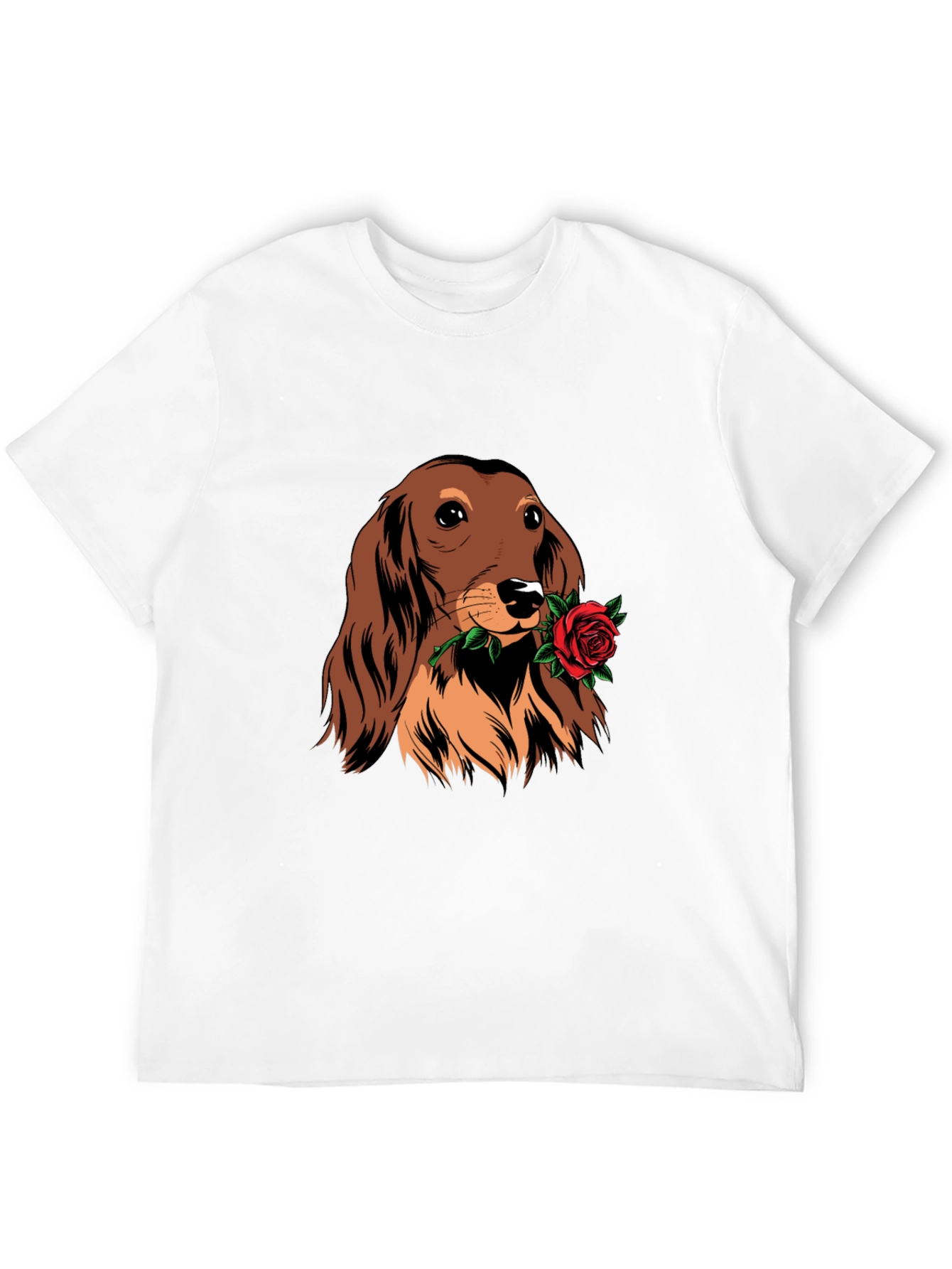 Dachshund Rose Graphic Tee - Black