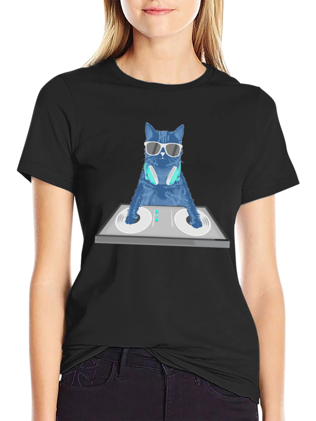 DJ Cat Graphic T-Shirt - Cool Cotton Tee