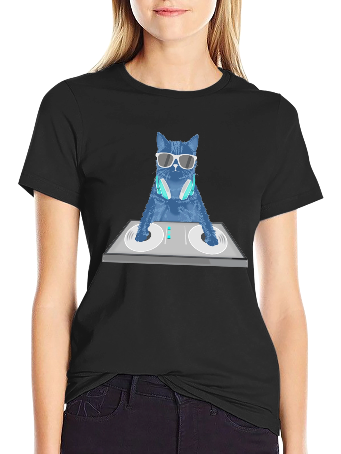 DJ Cat Graphic T-Shirt - Cool Cotton Tee