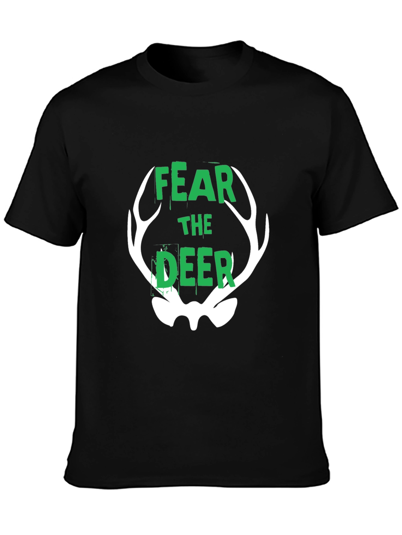Fear the Deer Graphic Tee - Black Cotton T-Shirt